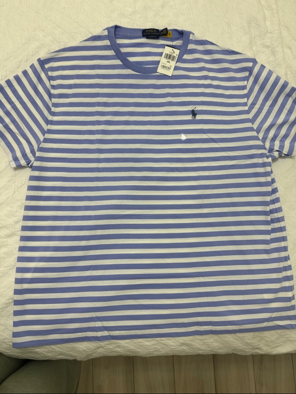 Polo by Ralph Lauren Men’s Periwinkle Blue and White Striped Crew Tee